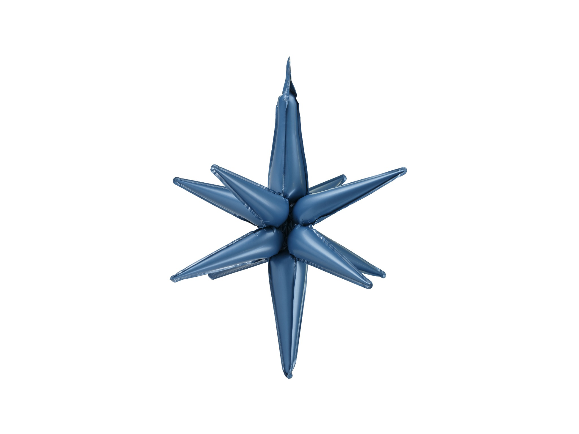 Blue star-shaped object on a white background