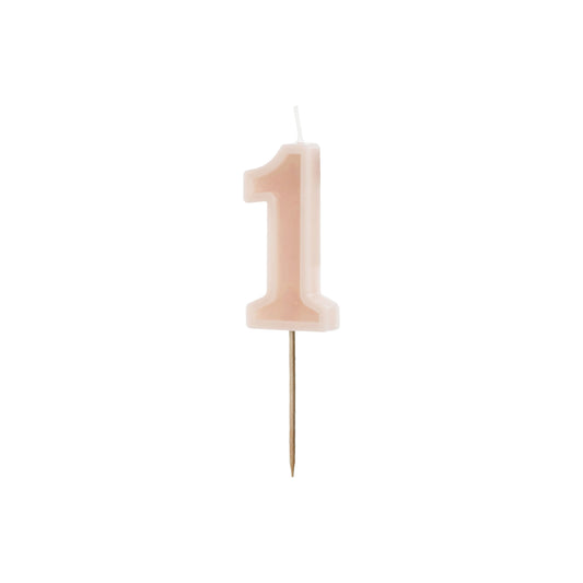 Dusty Rose Birthday Candle number 1