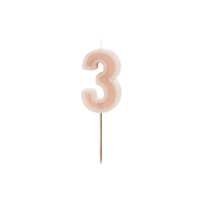 Dusty Rose Birthday Candle number 3