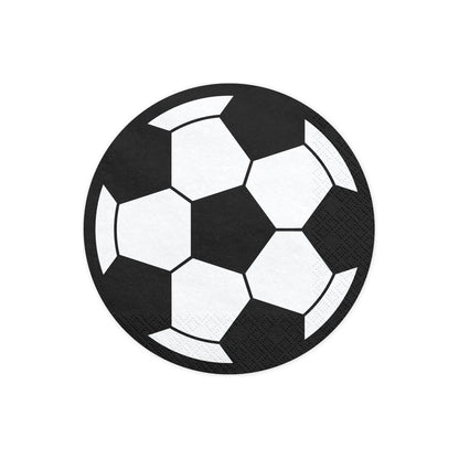 Round paper napkin featuring classic black and white soccer ball pattern for football party table setting