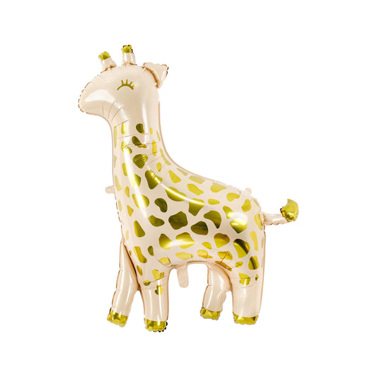 Giraffe-shaped foil balloon with golden spots for safari-themed party