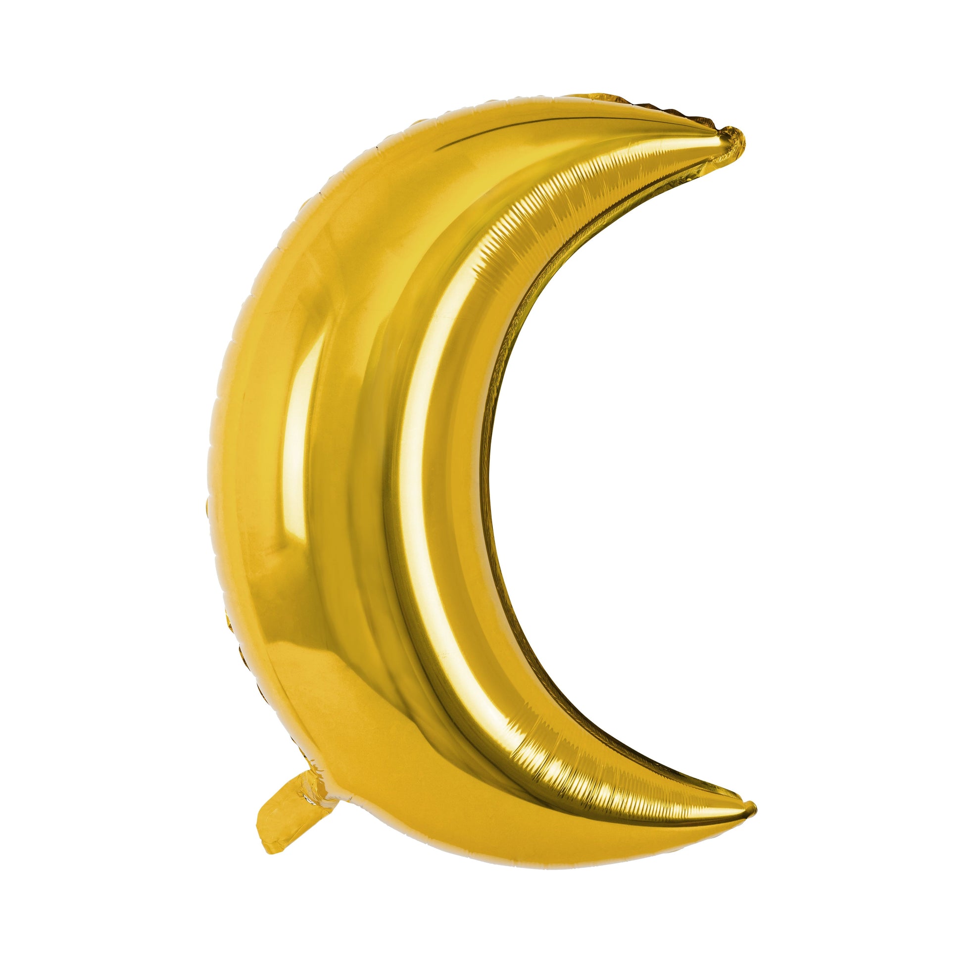 Gold crescent moon foil balloon, perfect for galaxy or space birthday party