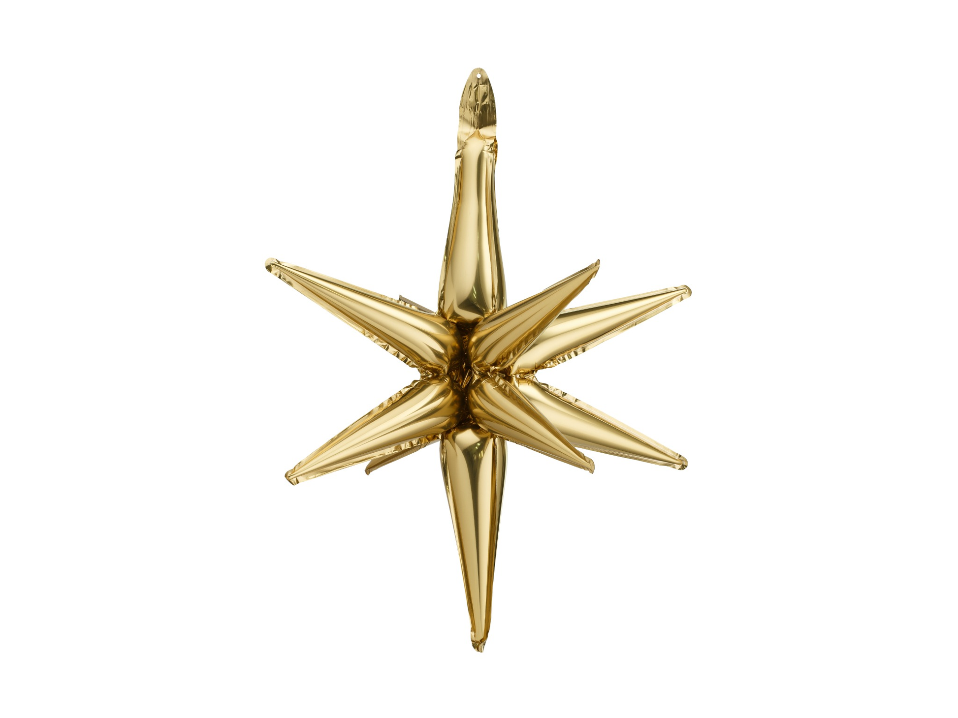 Gold star-shaped balloon on a white background