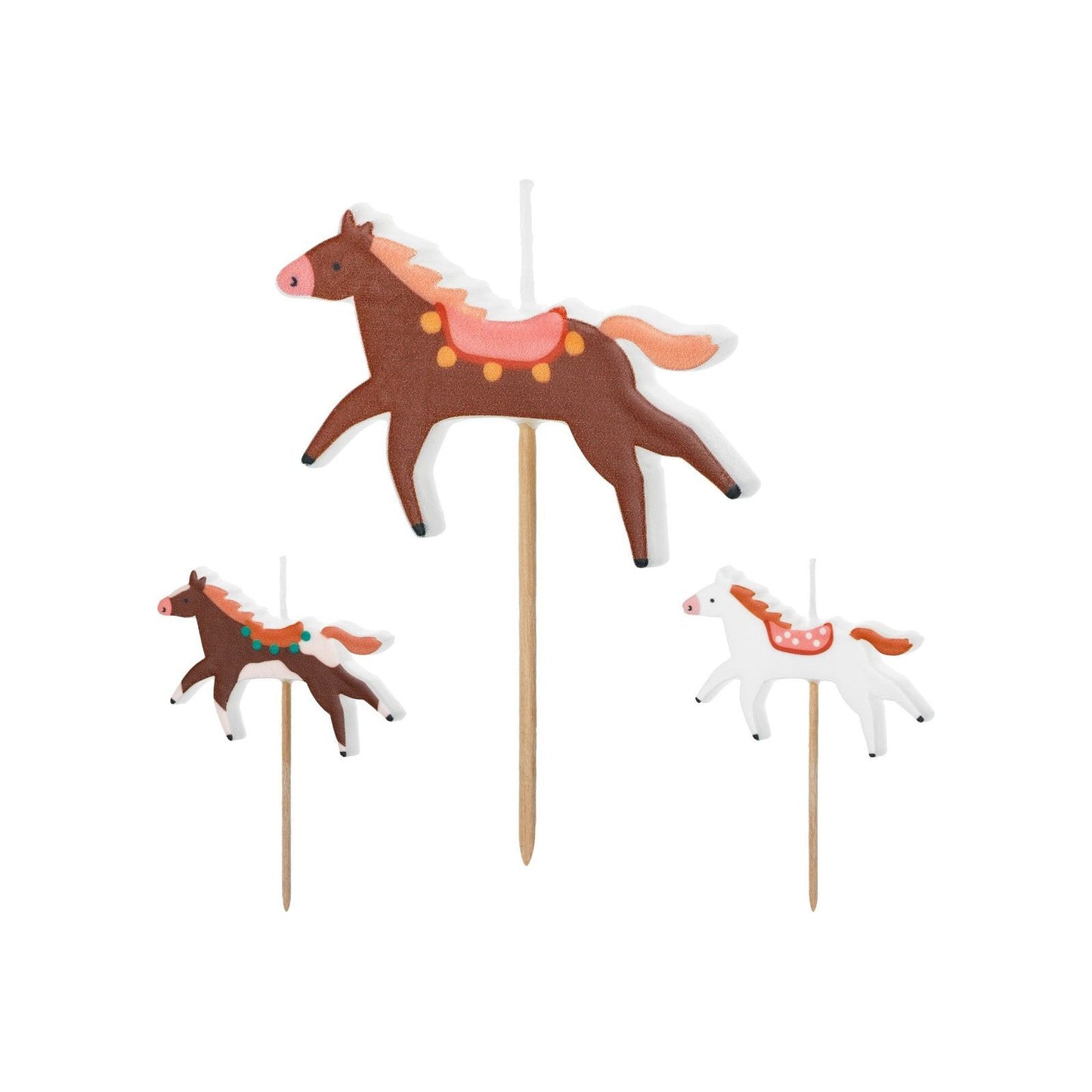 Horse shaped birthday candles set for kids party cake

