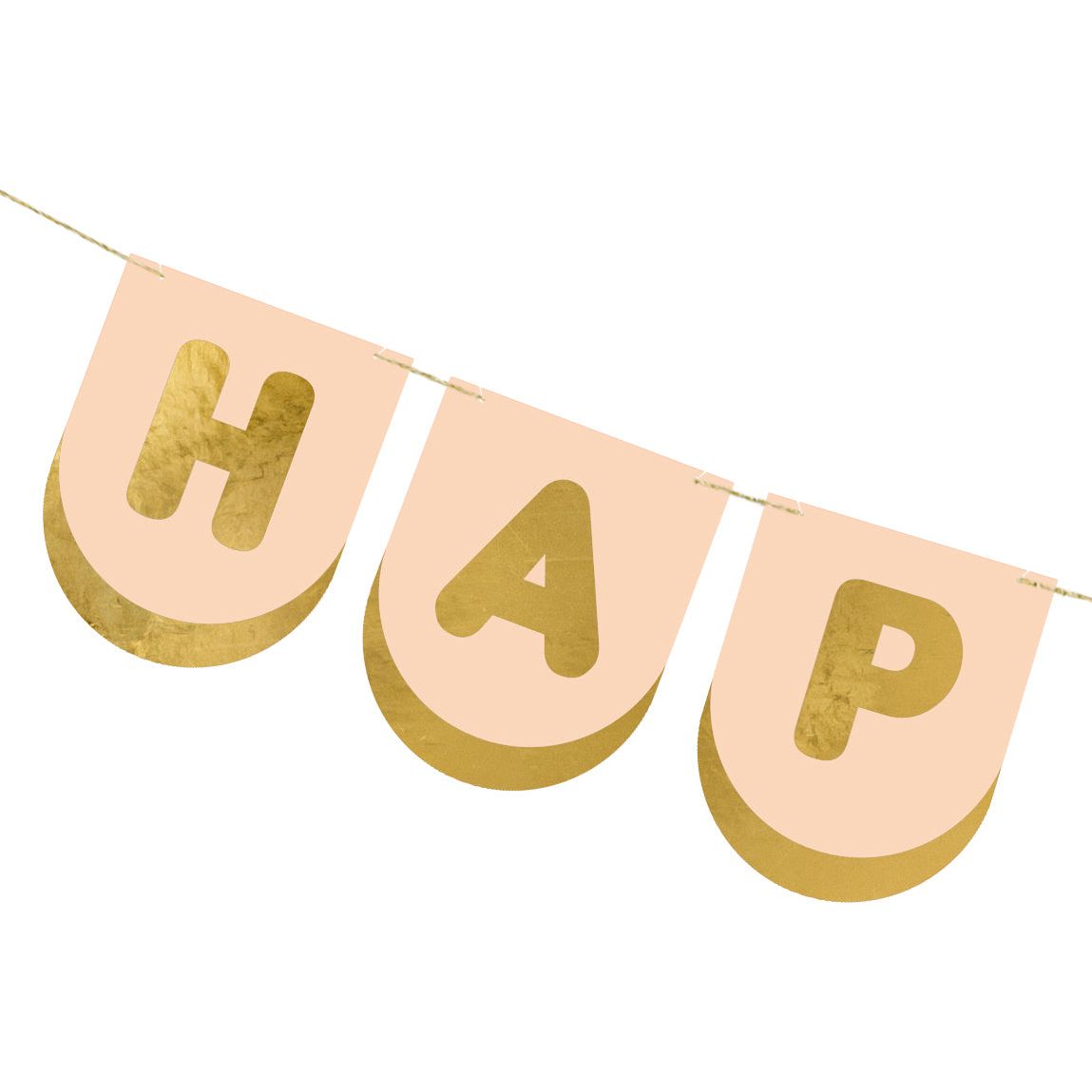 Happy Birthday banner with horses and gold lettering for party decor