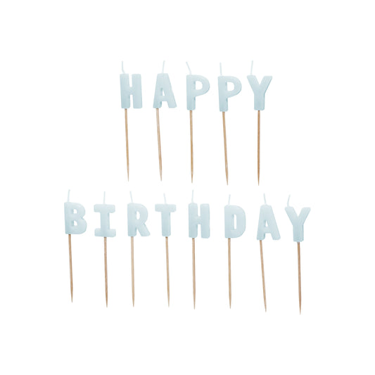 Light Blue Happy Birthday Candles