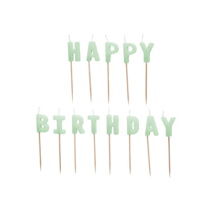 Light Green Happy Birthday Candles
