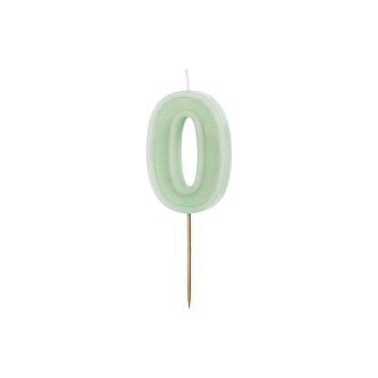 Light Green Birthday Candle number 0