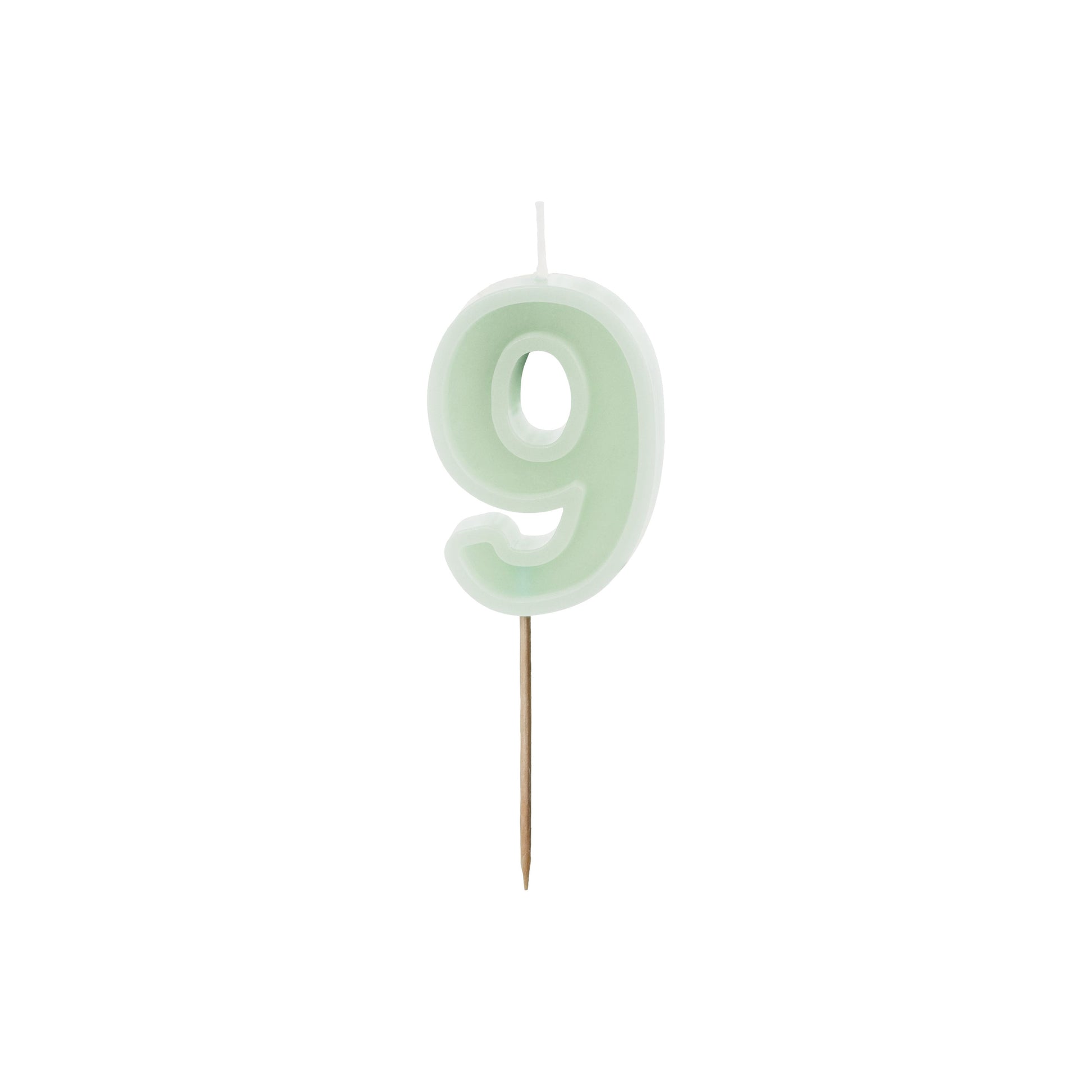 Light Green Birthday Candle number 9