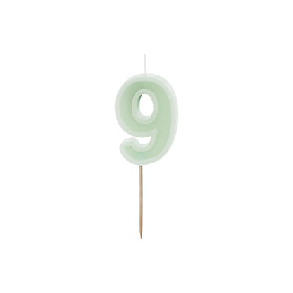 Light Green Birthday Candle number 9