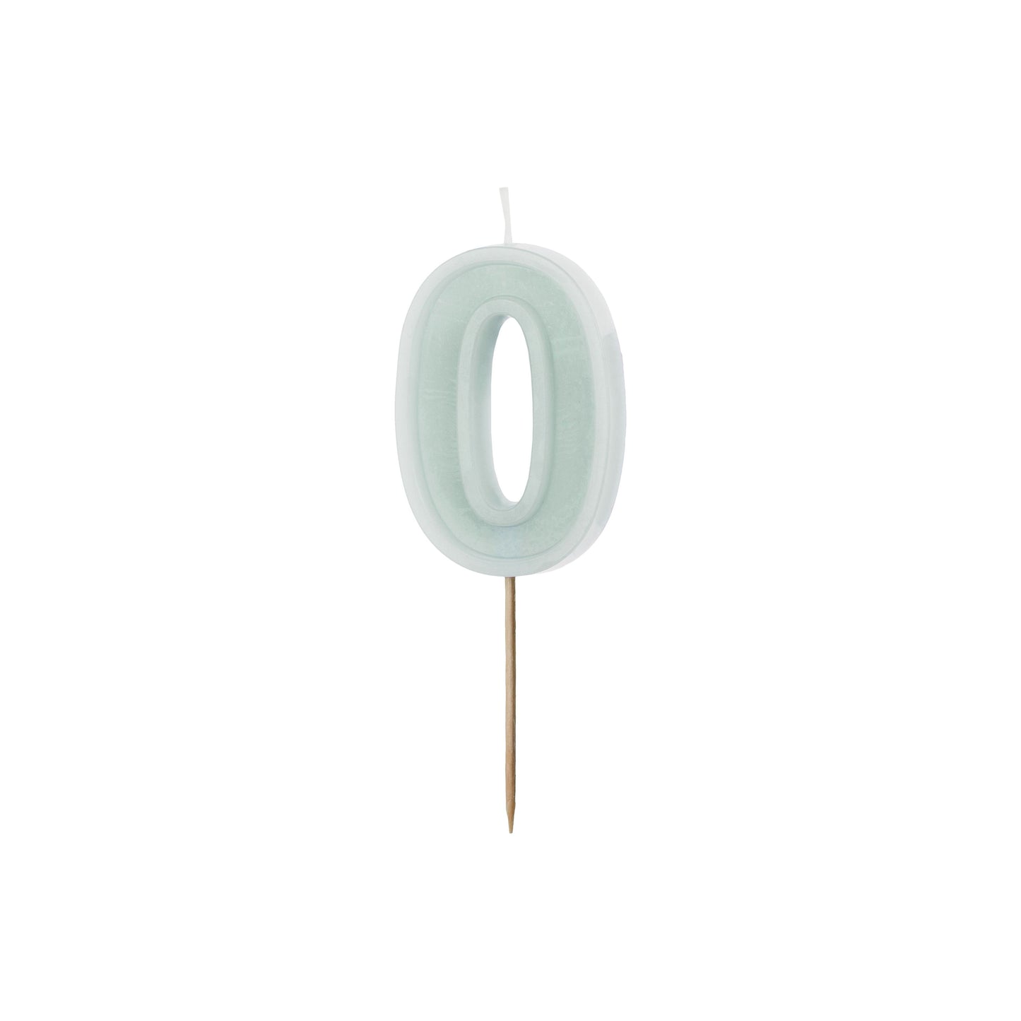 Light Mint Birthday Candle number 0