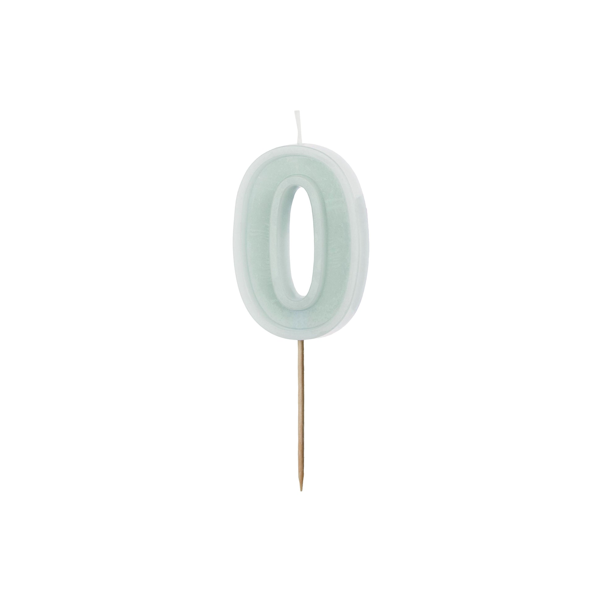 Light Mint Birthday Candle number 0