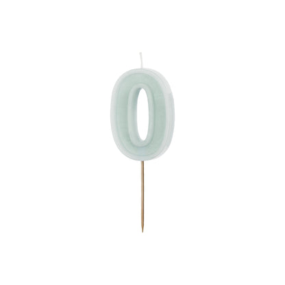 Light Mint Birthday Candle number 0