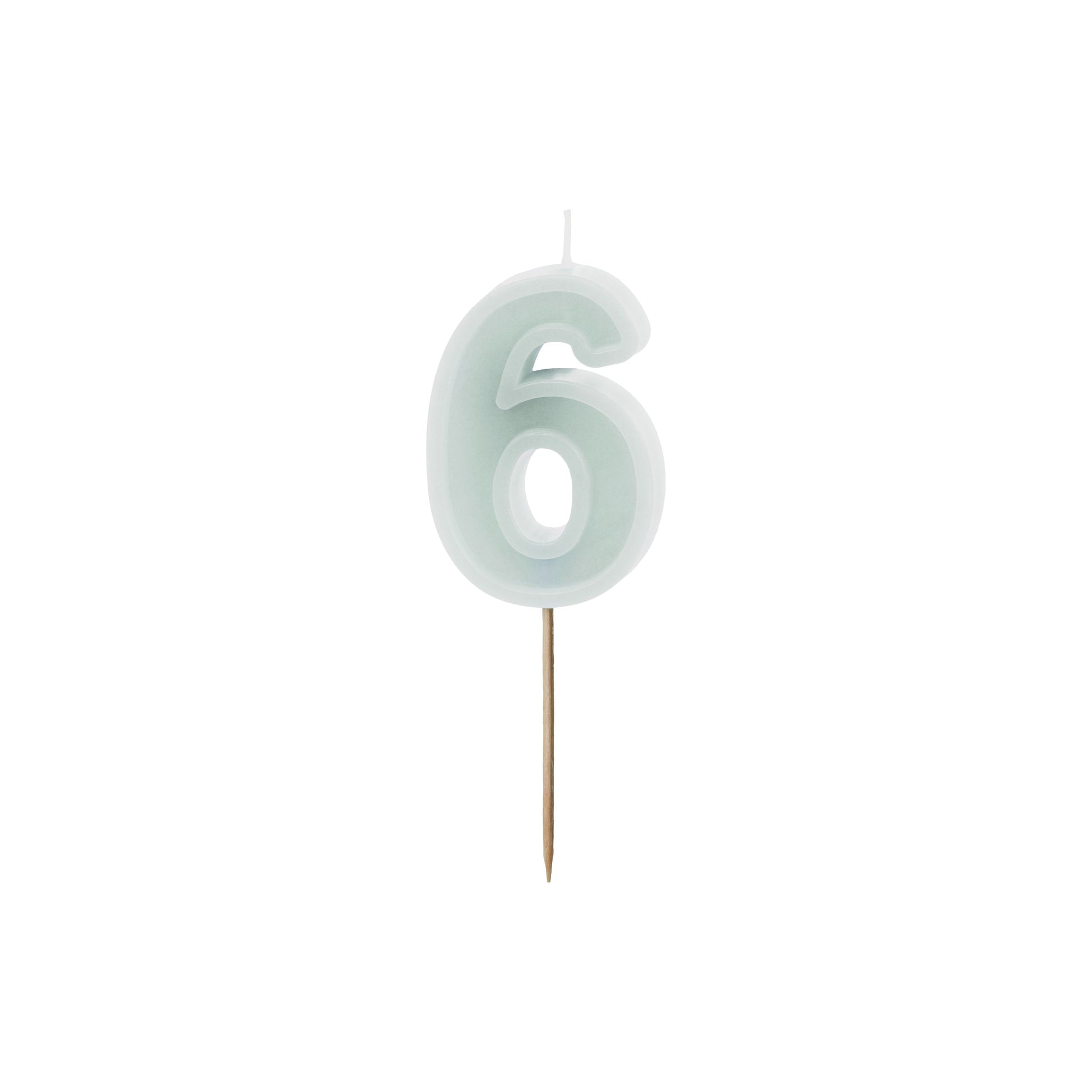 Light Mint Birthday Candle number 6