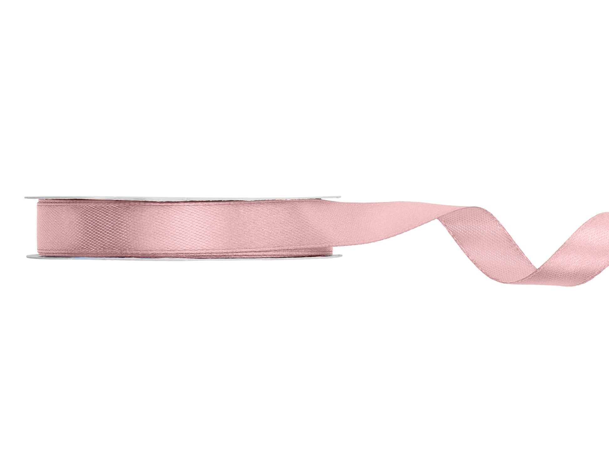 Pink satin ribbon on a white background