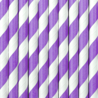 Lilac Striped Paper Straws