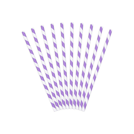 Lilac Striped Paper Straws