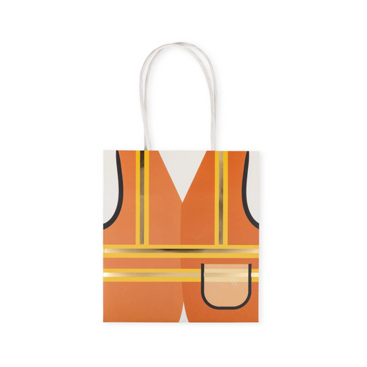 Small paper bag with a colorful design on a white background