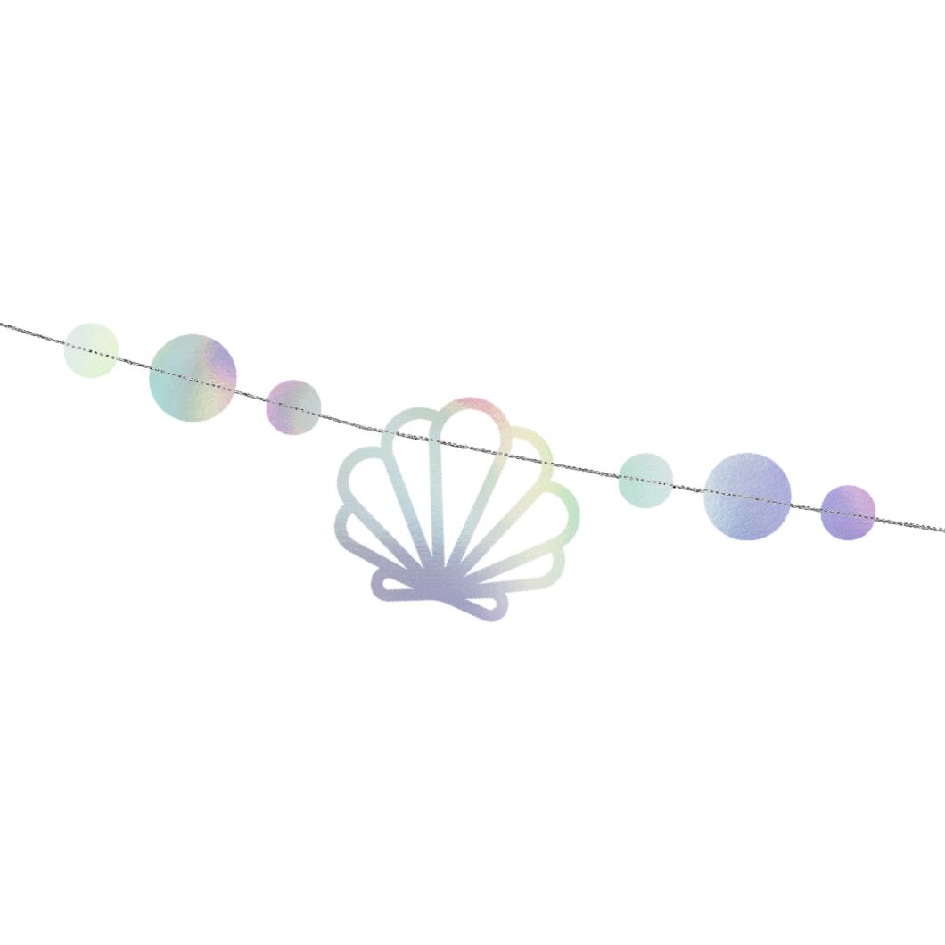 Pastel garland featuring seashell and star shapes — under the sea party banner.