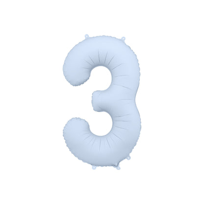 Misty Blue Number 3 Foil Balloon – Birthday Party Decoration