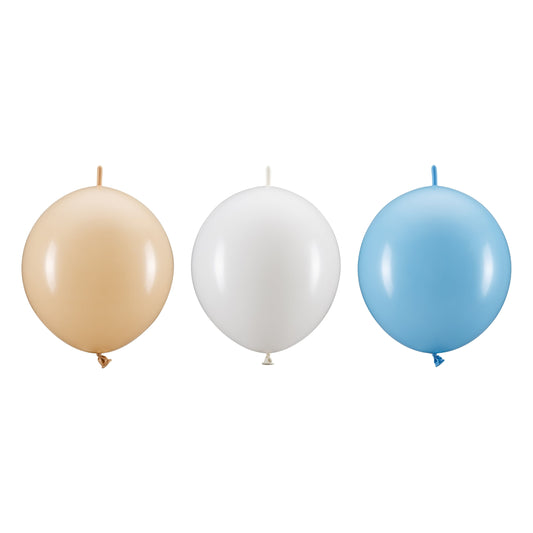 Mixed color linking balloon for kids birthday party - beige, white, blue