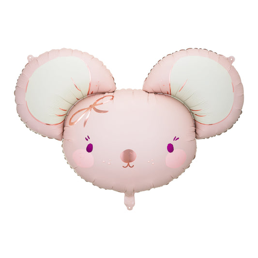 Mouse head foil balloon in pastel pink – adorable balloon for baby girl shower or nursery