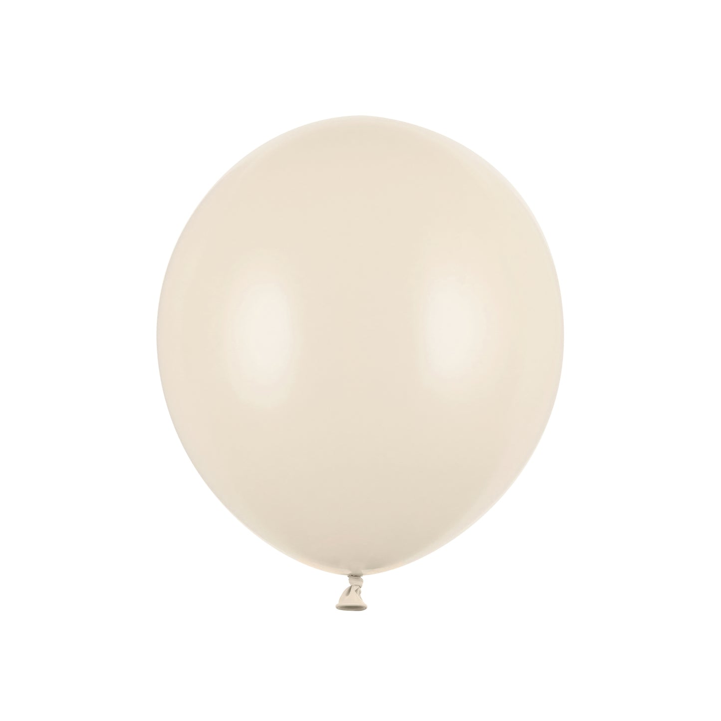 Single cream-colored latex balloon on a white background