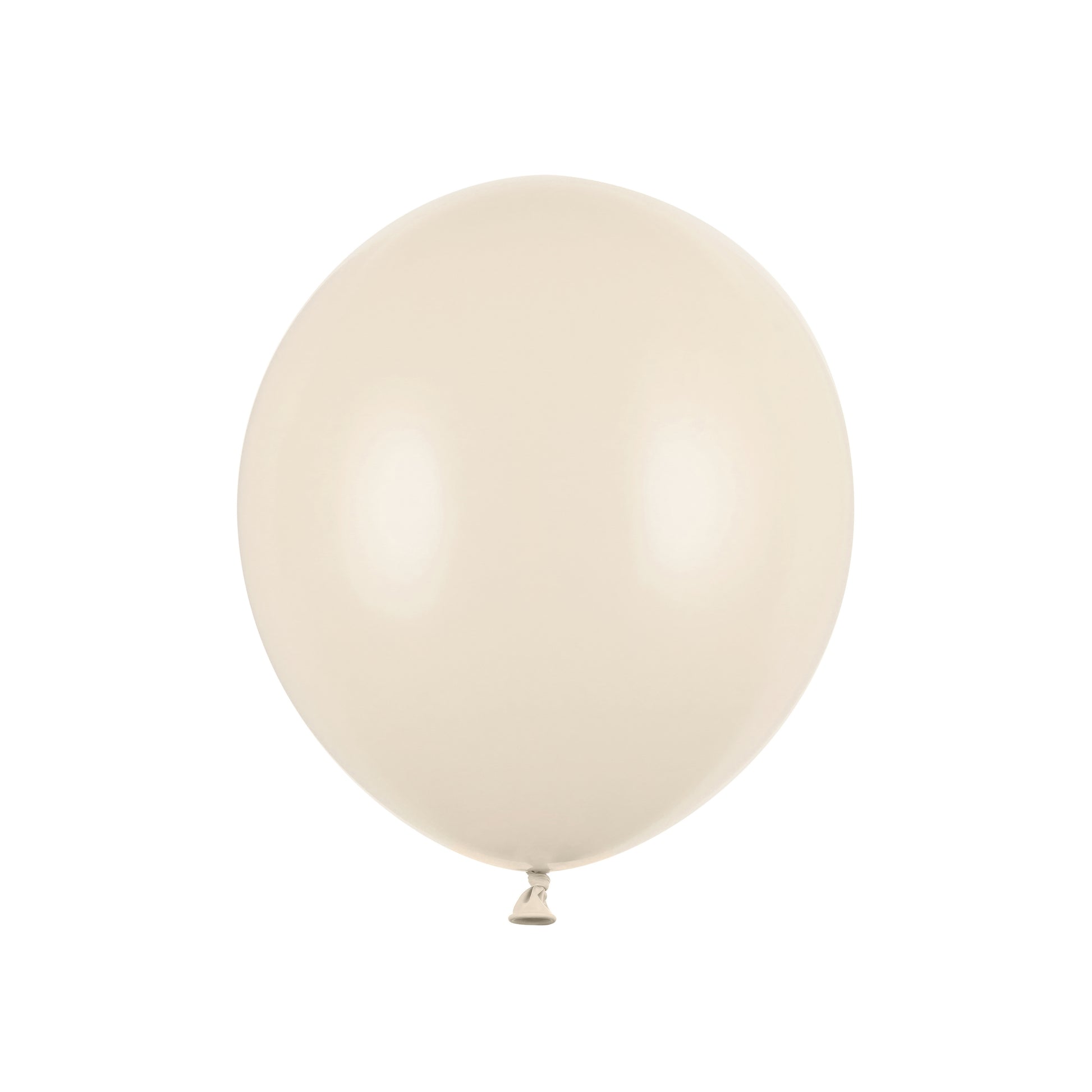 Single cream-colored latex balloon on a white background