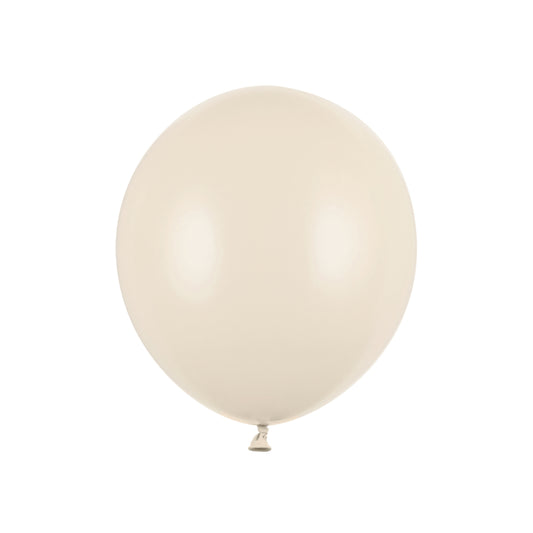 Single cream-colored latex balloon on a white background
