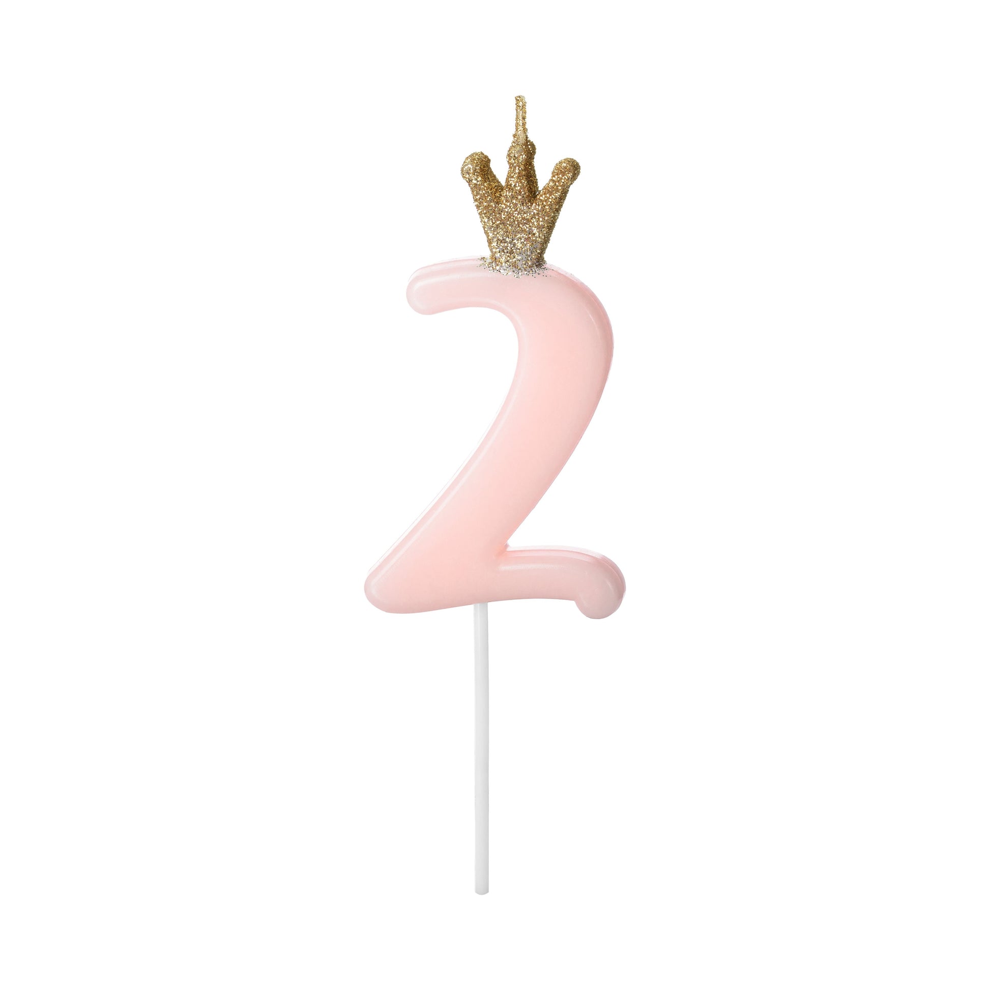 Pink Number 2 Candle with Gold Crown