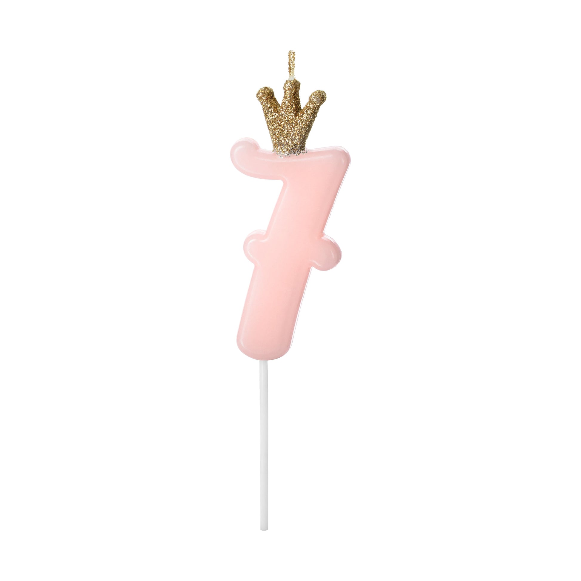 Pink Number 7 Candle with Gold Crown