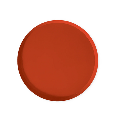 Red paper plate on a white background