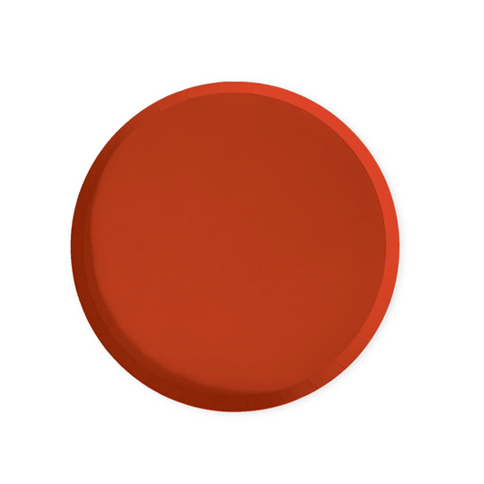 Red paper plate on a white background
