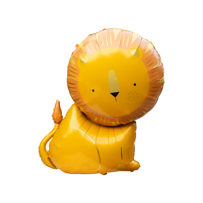 Yellow lion-shaped balloon on a white background
