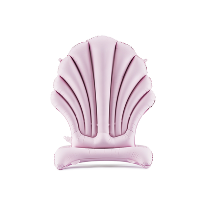 Pink foil balloon shaped like a seashell — elegant ocean or mermaid party decoration.