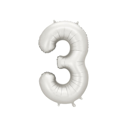 Silver Number 3 Foil Balloon – Birthday Party Decoration