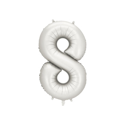 Silver Number 8 Foil Balloon – Birthday Party Decoration