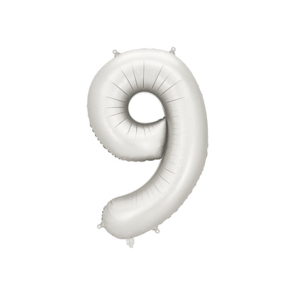 Silver Number 9 Foil Balloon – Birthday Party Decoration