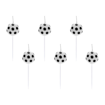 Set of soccer ball-shaped candles for decorating birthday cakes or cupcakes at football-themed parties