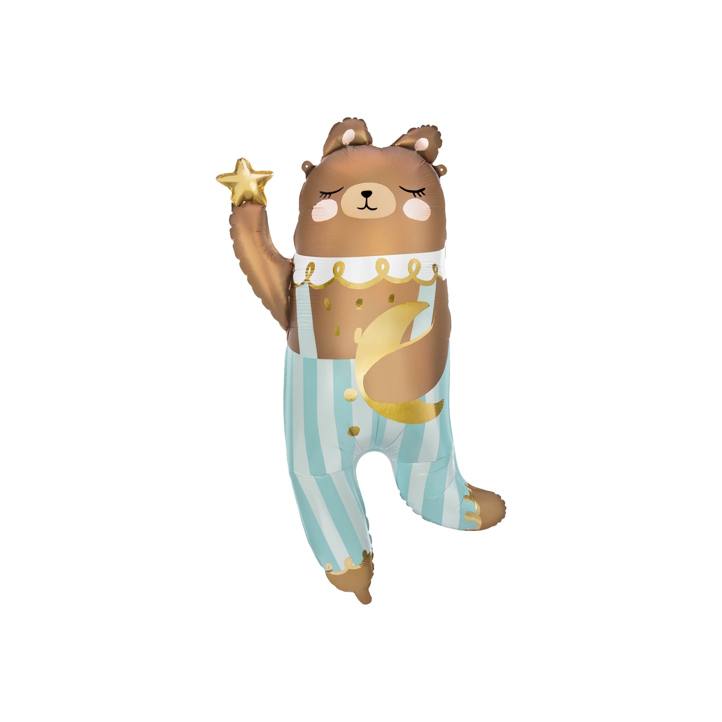 Foil balloon bear in pajamas with moon and star – cute accent for baby shower or first birthday