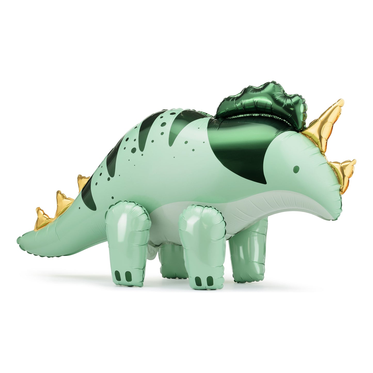 Green Triceratops foil balloon for dinosaur-themed birthday party