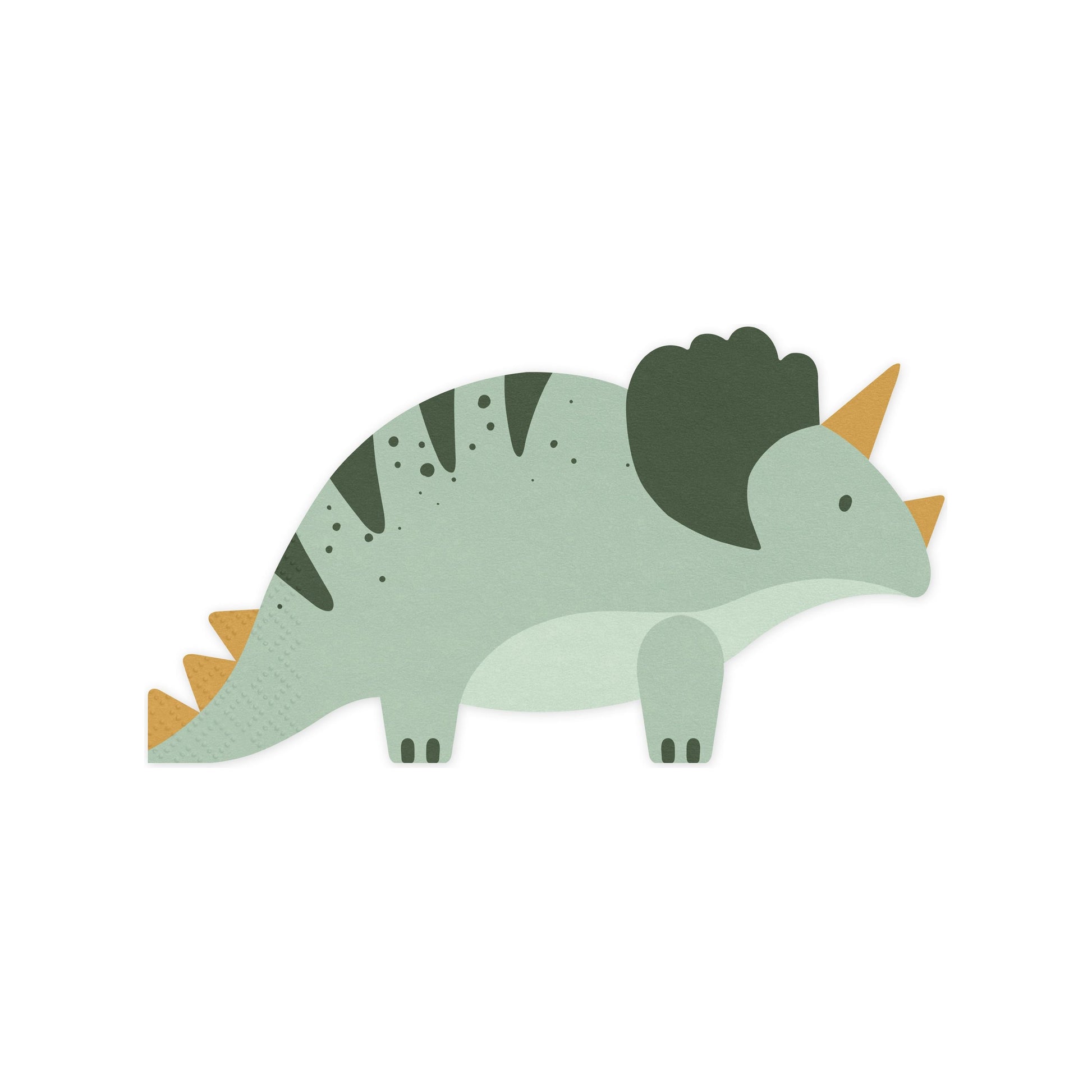 Green triceratops-shaped party napkins for dinosaur birthday theme