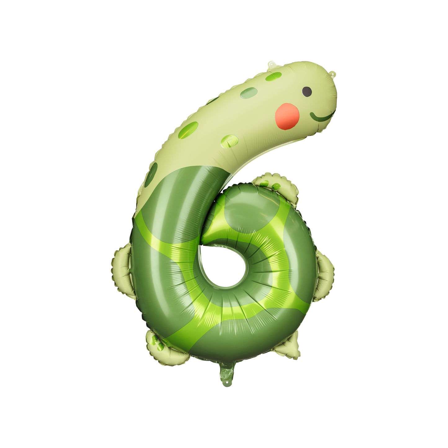 Turtle-shaped number 6 foil balloon with cute jungle design
