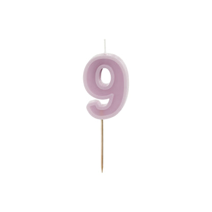 Violet Birthday Candle number 9