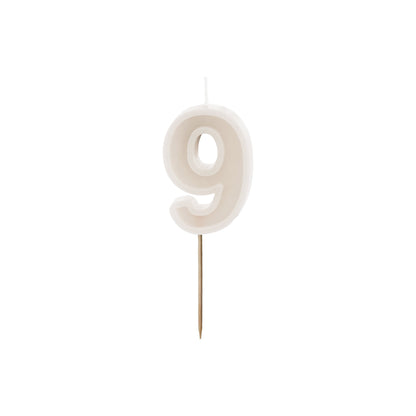 Warm Grey Birthday Candle number 9